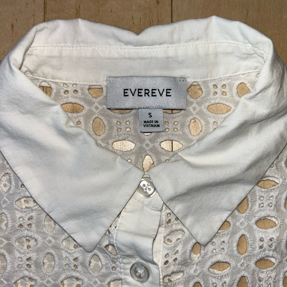 Evereve Women’s Willow Cutwork White Eyelet 100% Cotton Shirt Size Small - Picture 8 of 15